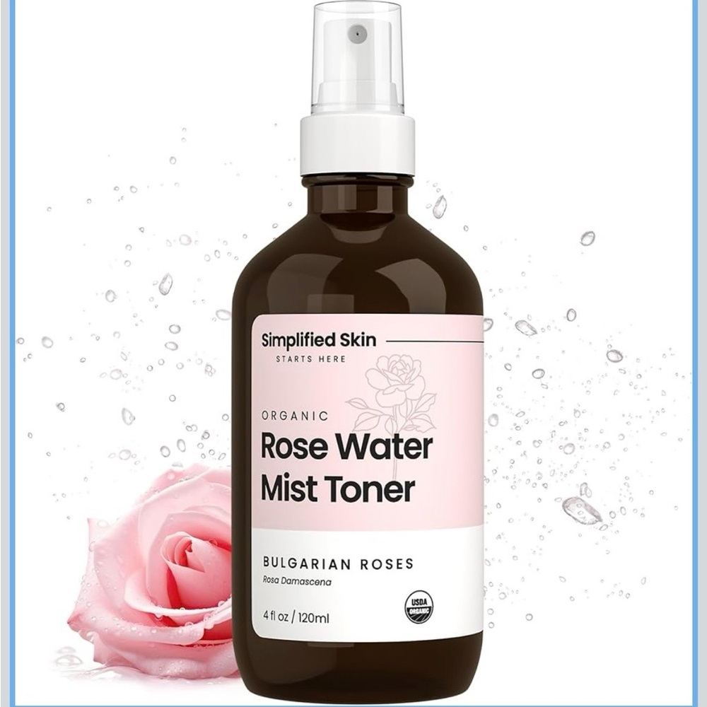 NWT Rose Water Spray for Face & Hair – Pure USDA Organic Rosewater Toner 4 Oz